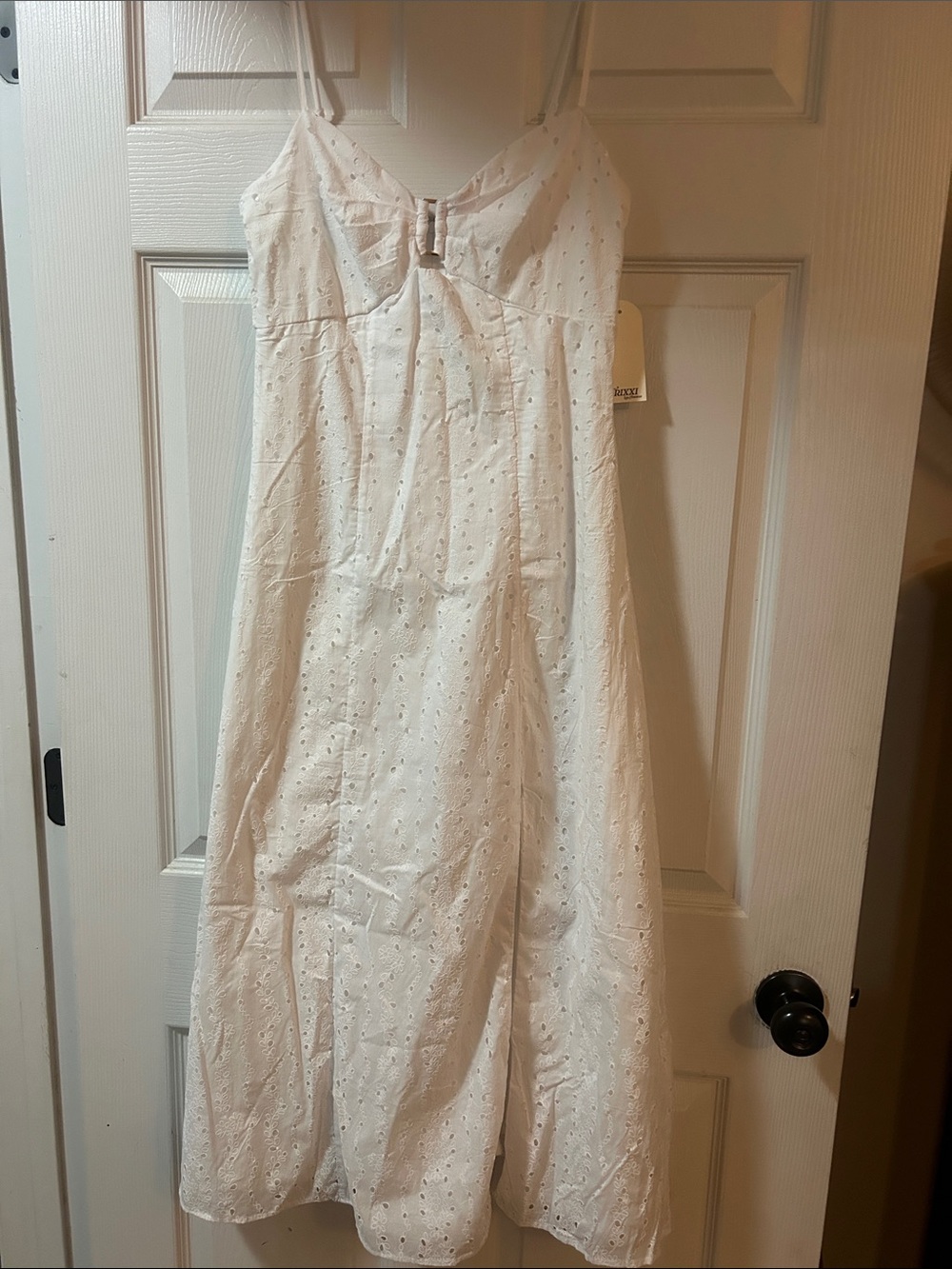 Trixxi White Eyelet Midi Dress with Front Bow
